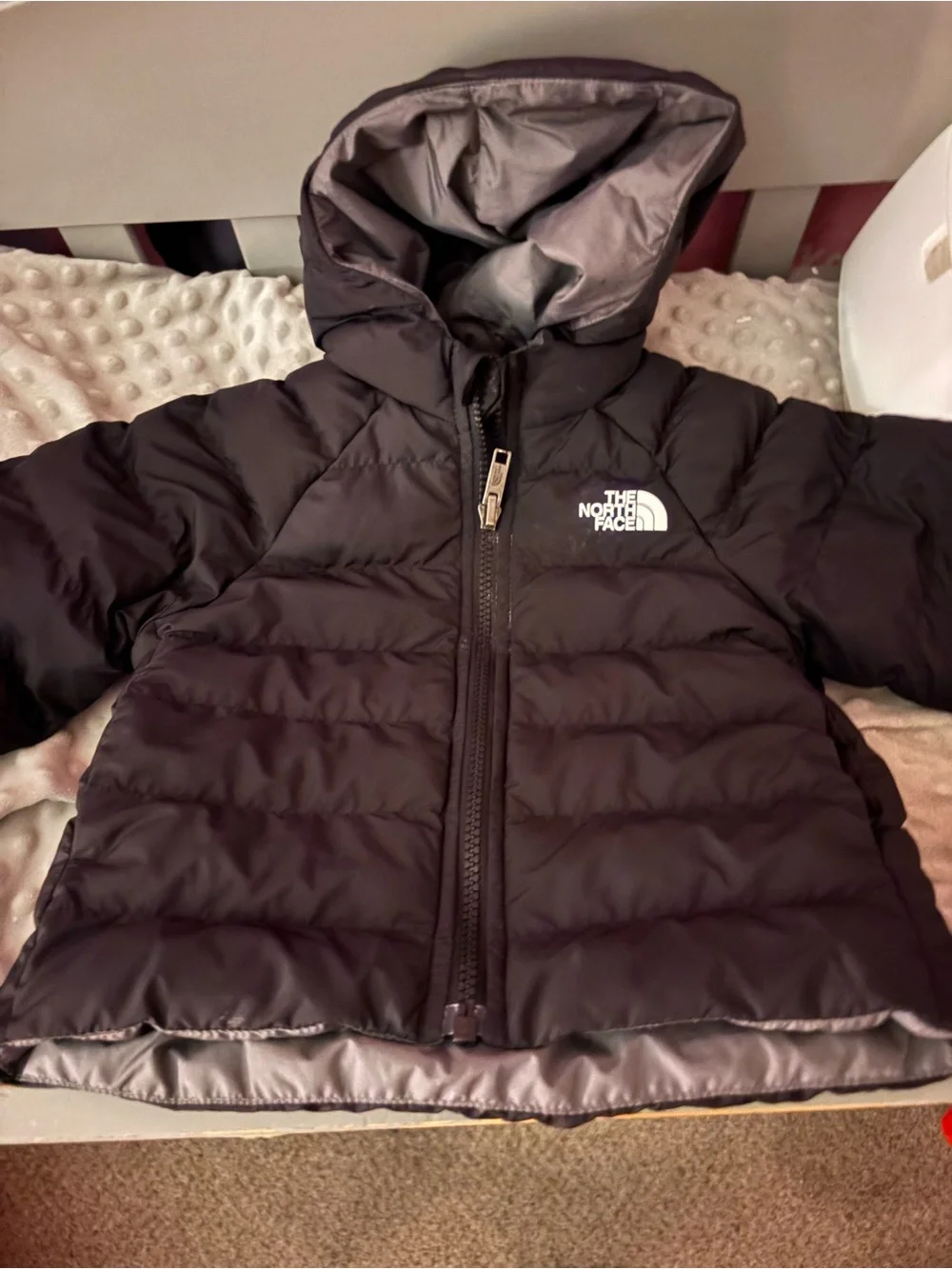 The North Face Kids' Black Puffer Jacket with Hood Reversal